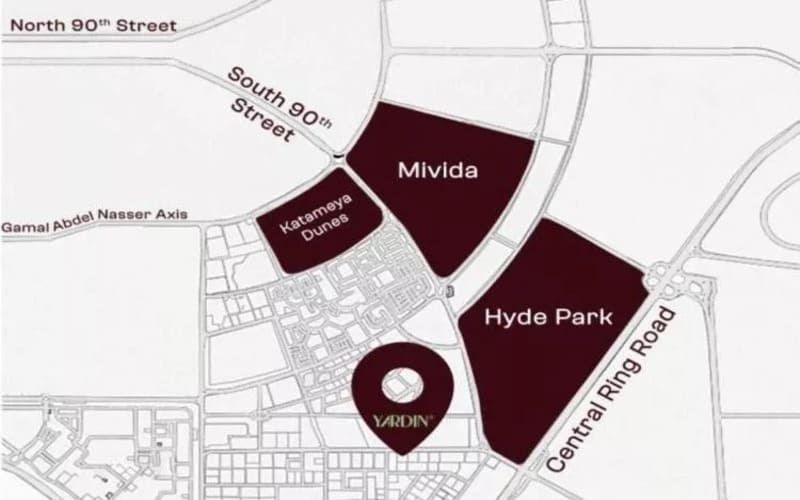 كمبوند ياردين التجمع الخامس Yardin New Cairo تفاصيل وأسعار 2 موقع كمبوند ياردين التجمع الخامس