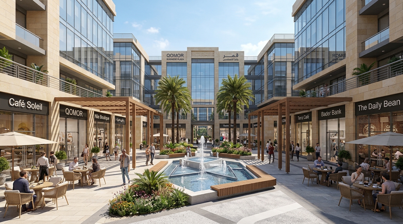 مول قمر بيزنس بلازا مدينة بدر QOMOR Business Plaza 2027 1 البلازا المركزية والمساحات المفتوحة في مول قمر بيزنس بلازا مدينة بدر QOMOR Business Plaza